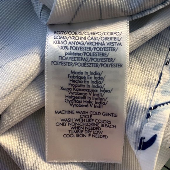 Chaps Shirt Mens XL White Blue Fish Print UPF50+ Hawaiian Fishing Button Down - Picture 9 of 11